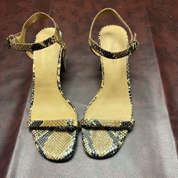 Madewell brown‎ black snake print heels sandals, size 6 - Picture 1 of 8